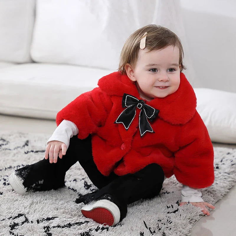 Jacket For Baby Girl Clothes Fashion Christmas Princess Cloak Autumn Warm Faux Fur Girls Coat Plush Baby Outwear-Dollar Bargains Online Shopping Australia