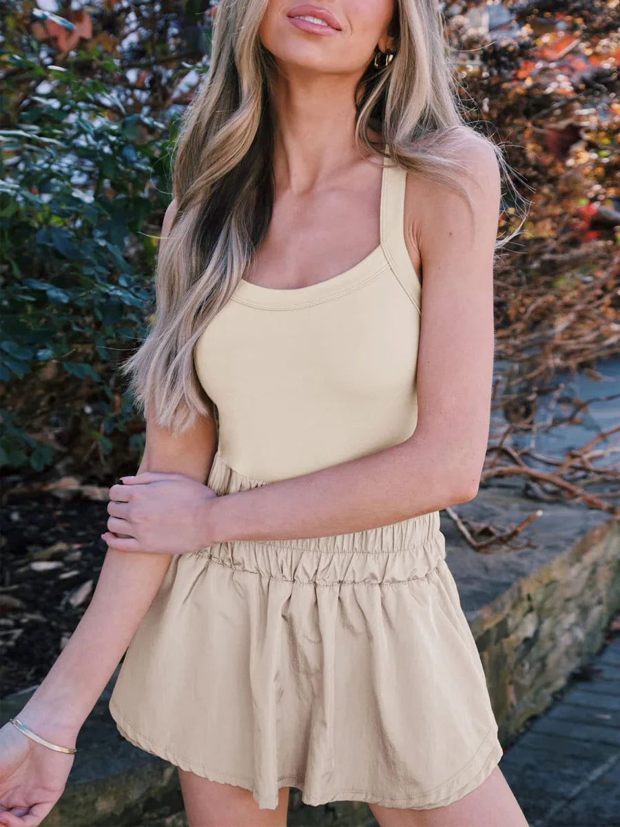 Tennis Dress Skorts Underneath Solid Color Sleeveless Athletic Dresses Workout Golf Dress Streetwear Y2k-Dollar Bargains Online Shopping Australia