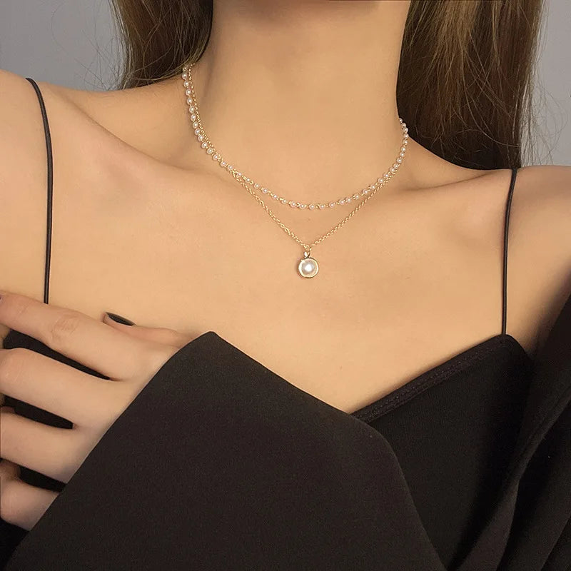 Wedding Party Pearl Bow Pendant Choker Necklace For Women Elegant White Imitation Pearl Chain-Dollar Bargains Online Shopping Australia