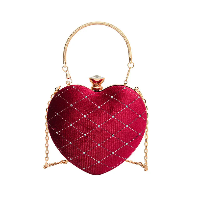 Heart Shape Handbag Womens Red Wedding Purse Evening Party Hand Bags Cute Chain Crossbody Bags Heart Shaped Bag-Dollar Bargains Online Shopping Australia