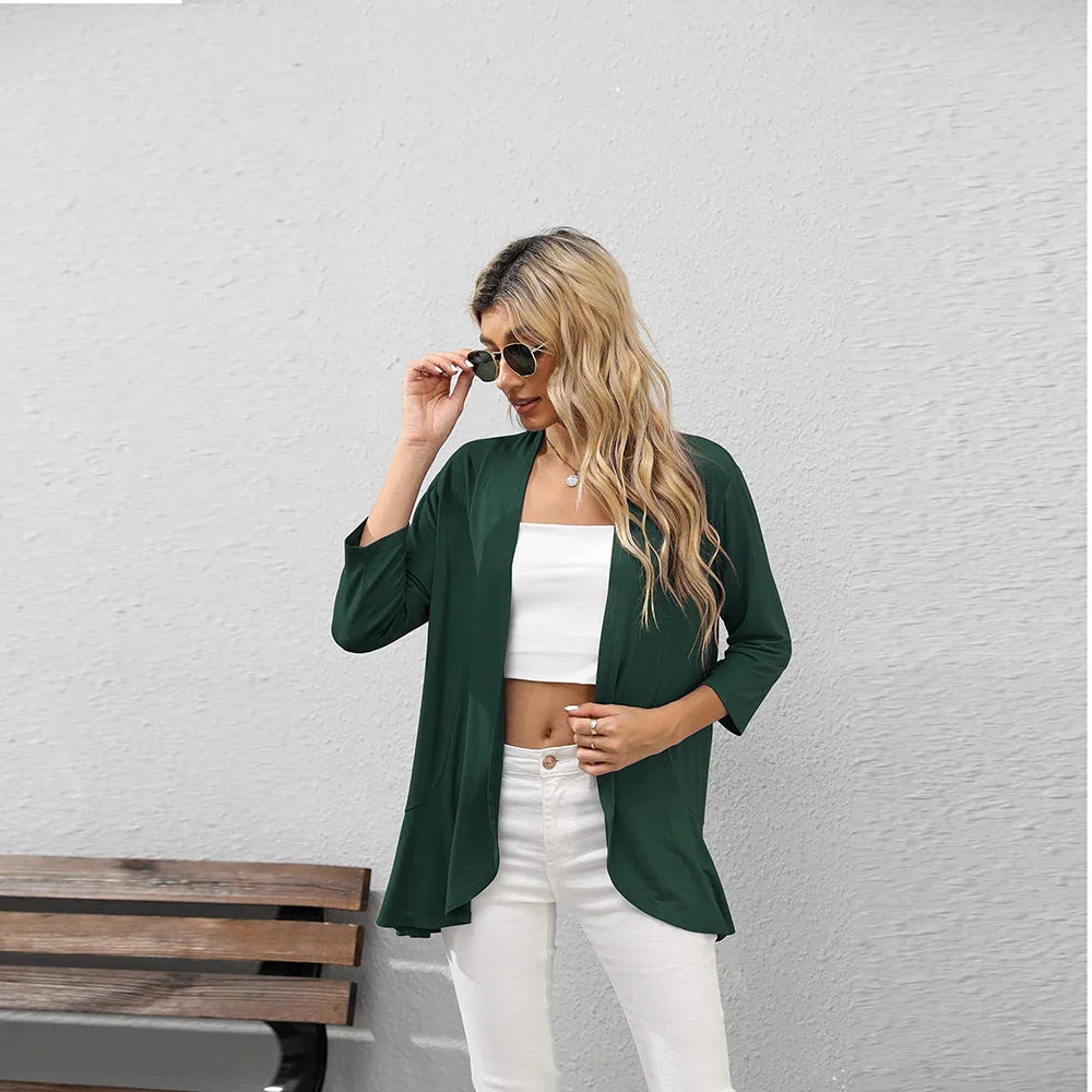 Women Fashion Cardigan Spring Solid Color Cardigan Top Open Stitch Solid Female Autumn-Dollar Bargains Online Shopping Australia