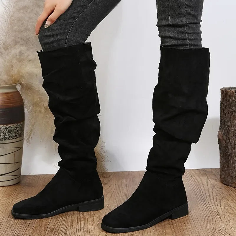 Autumn and Winter Fashion New Sexy Solid Color Warm Round Toe Thick Bottom Low Heel Comfortable Women's Boots Botas Mujer-Dollar Bargains Online Shopping Australia