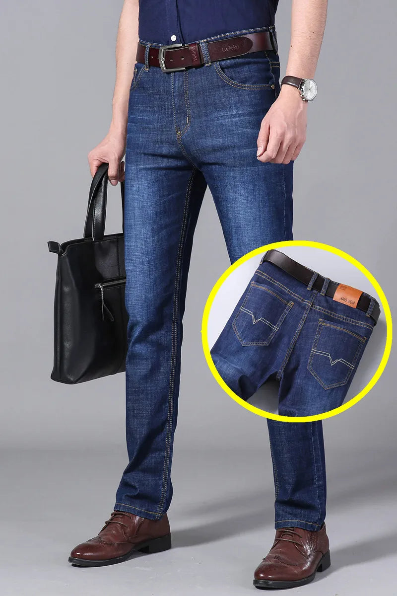 Men's Jeans Summer Thin Pants Straight Blue Jean Baggy Casual Work Denim Pant High Elasticity Wide Leg Business Male-Dollar Bargains Online Shopping Australia