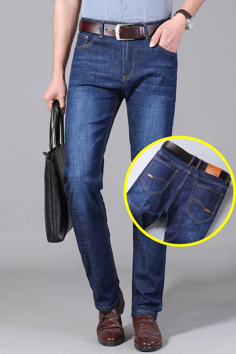 Men's Jeans Summer Thin Pants Straight Blue Jean Baggy Casual Work Denim Pant High Elasticity Wide Leg Business Male-Dollar Bargains Online Shopping Australia