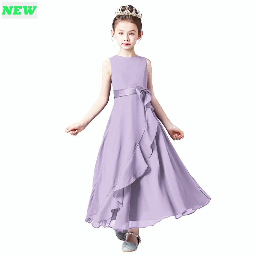 Chiffon Junior Bridesmaid For Teens Ankle-Length Flower Girl Dresses For Wedding Party Kids First Communion Gowns-Dollar Bargains Online Shopping Australia