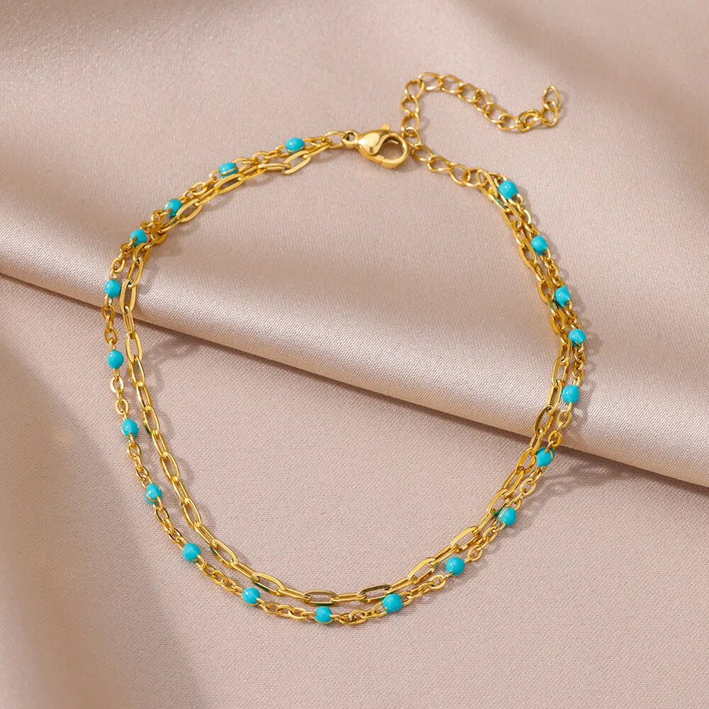 Anklets for Women Summer Beach Accessories Stainless Steel Imitation Pearl Chain Anklet Gold Color Leg Bracelets Bodychain Gifts-Dollar Bargains Online Shopping Australia