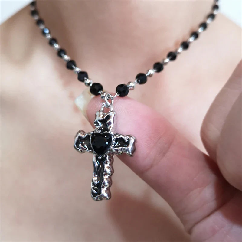 Star Cross Bowknot Pendant Necklace For Women Egirls y2k Cool Neck Jewelry Clavicle Chain Original Korean Fashion Party Gift-Dollar Bargains Online Shopping Australia