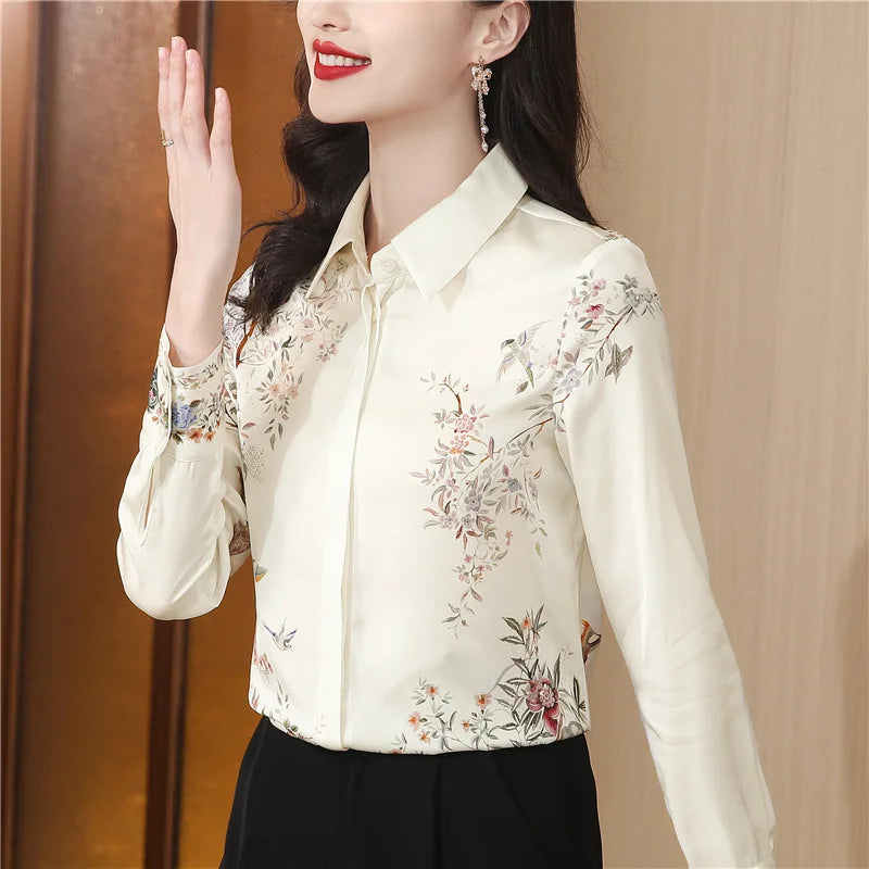 Fashion luxury ladies shirt France style woman printing blouse Long sleeve Tops-Dollar Bargains Online Shopping Australia