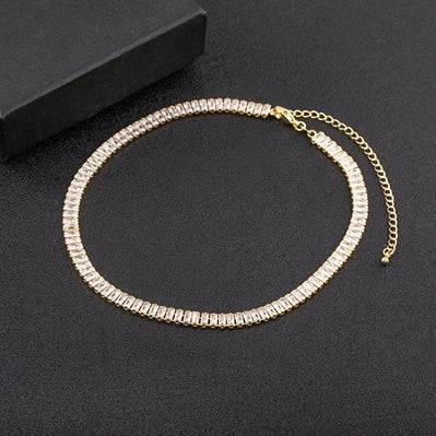 Classic Colorful Tennis Necklace Rectangular Full Zircon Neck Jewelry Adjustable Wedding Party Gift-Dollar Bargains Online Shopping Australia