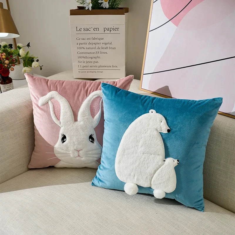 Rabbit Decorative Pillowcase Pillows Sofa Bed Living Room Home Decoration Velvet Luxury Cushion Cover