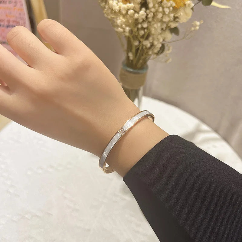 Classic Design Shell Zircon Bracelets & Bangle For Women Luxury Brand Wedding Jewelry Titanium Steel-Dollar Bargains Online Shopping Australia