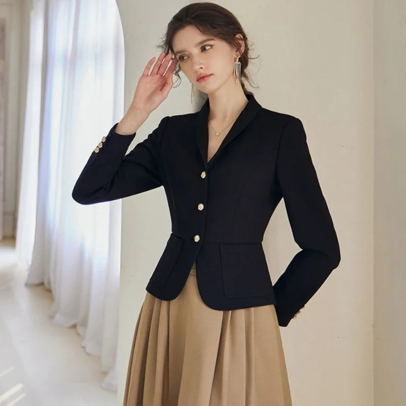Jacket Blazer Woman Crop Clothes Slim Outerwears Short Solid Coats for Women-Dollar Bargains Online Shopping Australia