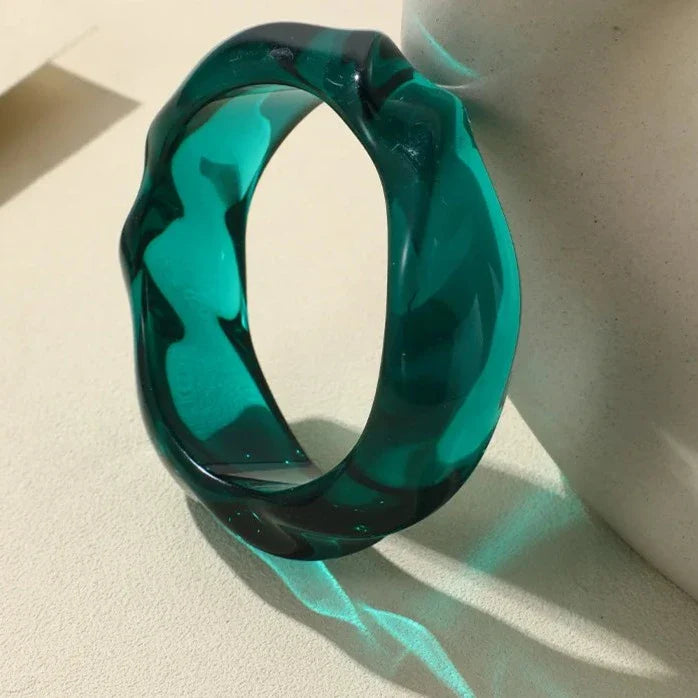 Transparent Resin Acrylic Bangles For Women Geometry Round Bangle Bracelets Charm Thick Simple Party Hand Jewelry-Dollar Bargains Online Shopping Australia