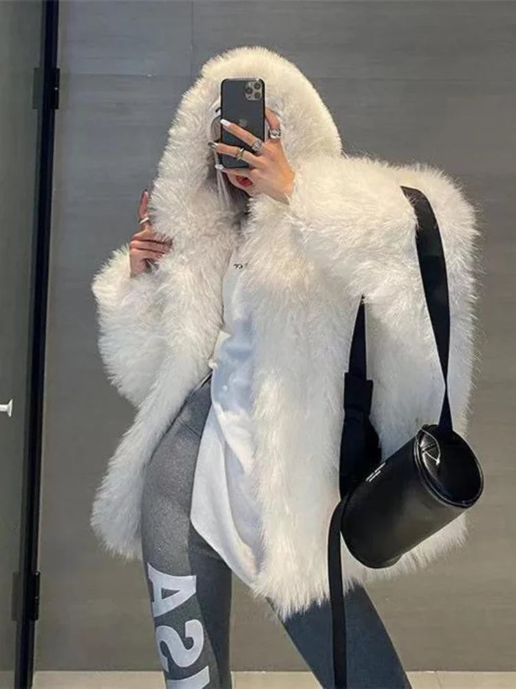 Winter Jackets Faux Fur Coat Women Korean Coat Hooded Fur Jacket-Dollar Bargains Online Shopping Australia
