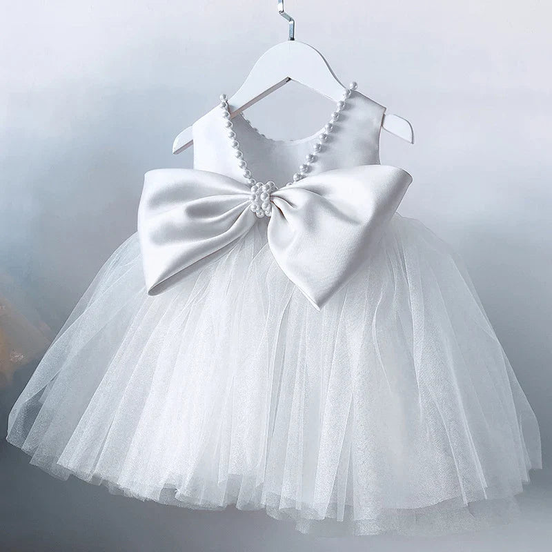 Toddler Baby Girls Dress Bow Baptism Dress for Girls Birthday Party Wedding Beading Dress Formal Tutu Fluffy Gown-Dollar Bargains Online Shopping Australia
