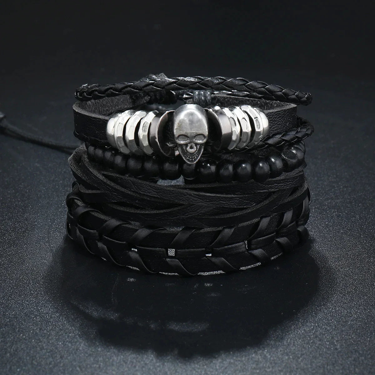 Trendy Compass Man Leather Bracelets set Black Hand Woven Bracelet for Men 4pcs/set DIY Male Jewelry Gift New Pulsera Hombre-Dollar Bargains Online Shopping Australia