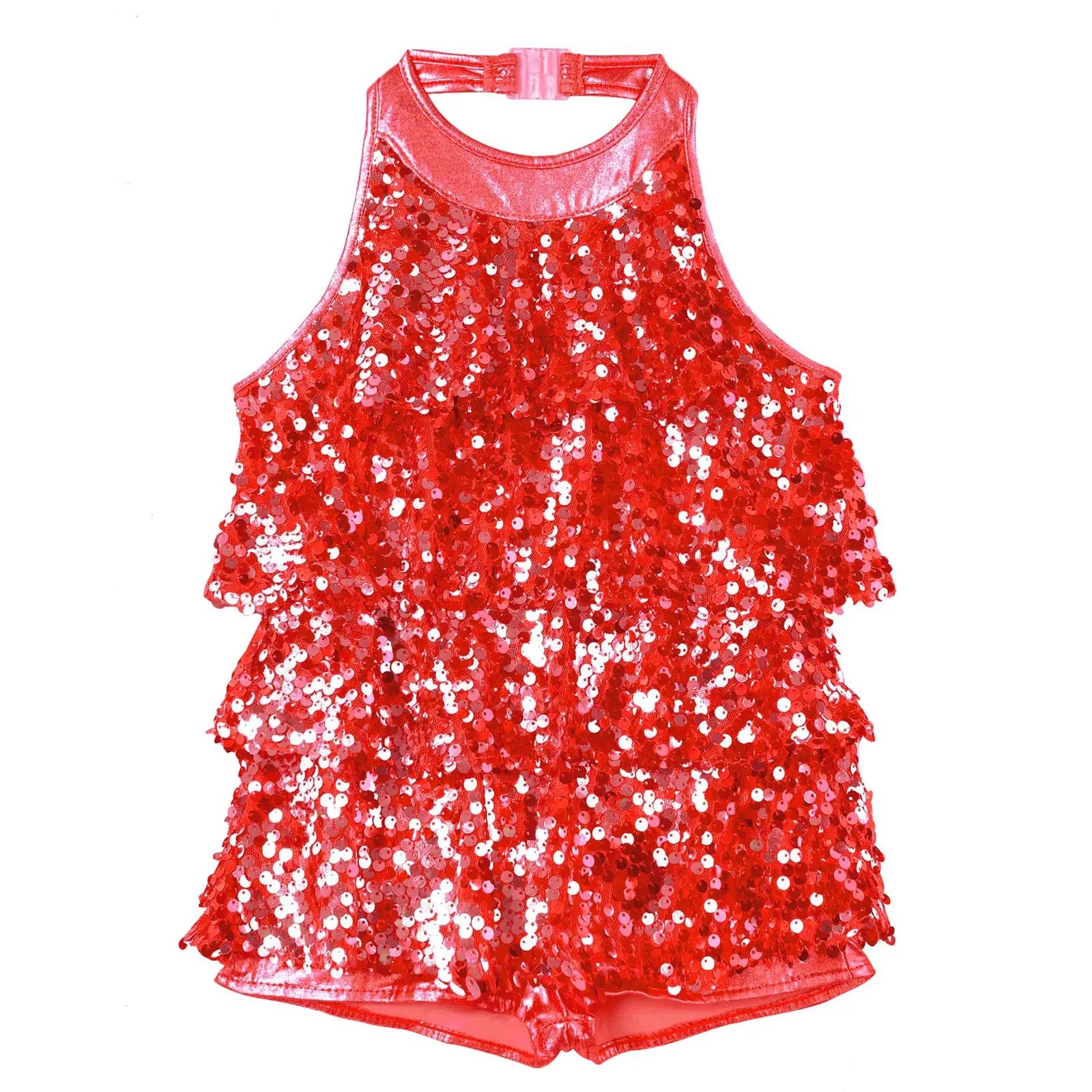 Shiny Sequins Kids Girls Halter Ballet Dance Stage Performance Dress Shorty Unitard Dress Modern Jazz Latin Dancing Costumes-Dollar Bargains Online Shopping Australia