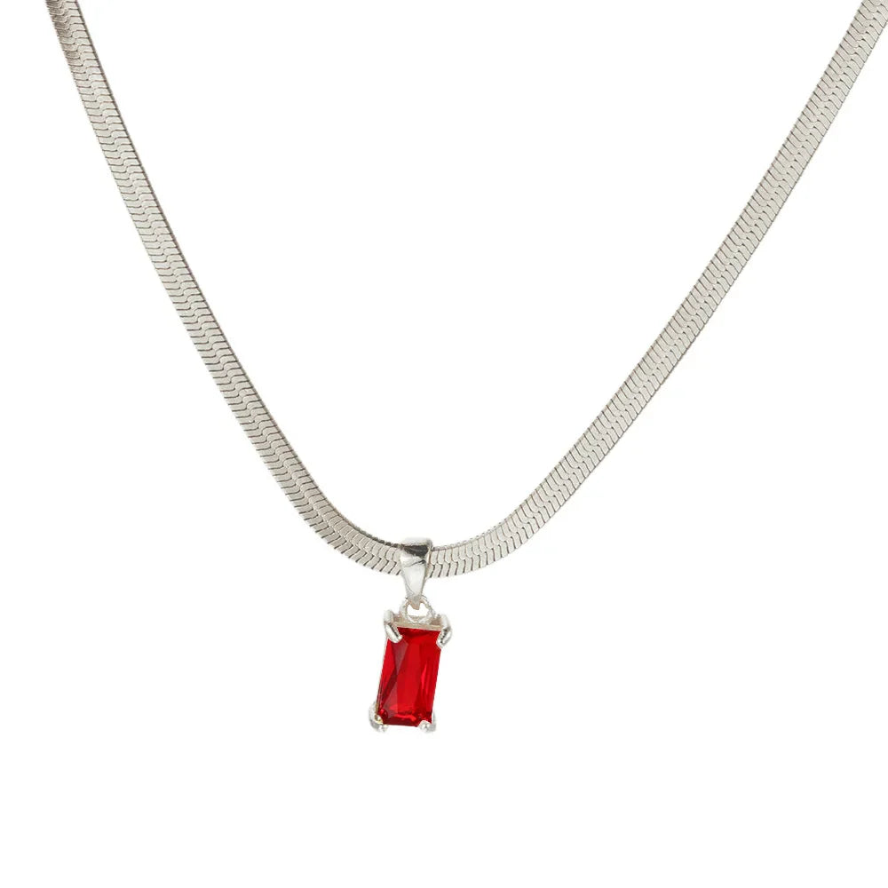 Squares Crystal Pendant Necklace for Women Dazzling CZ Gold Color Stainless Steel Choker Snake Chain on Neck Jewelry-Dollar Bargains Online Shopping Australia