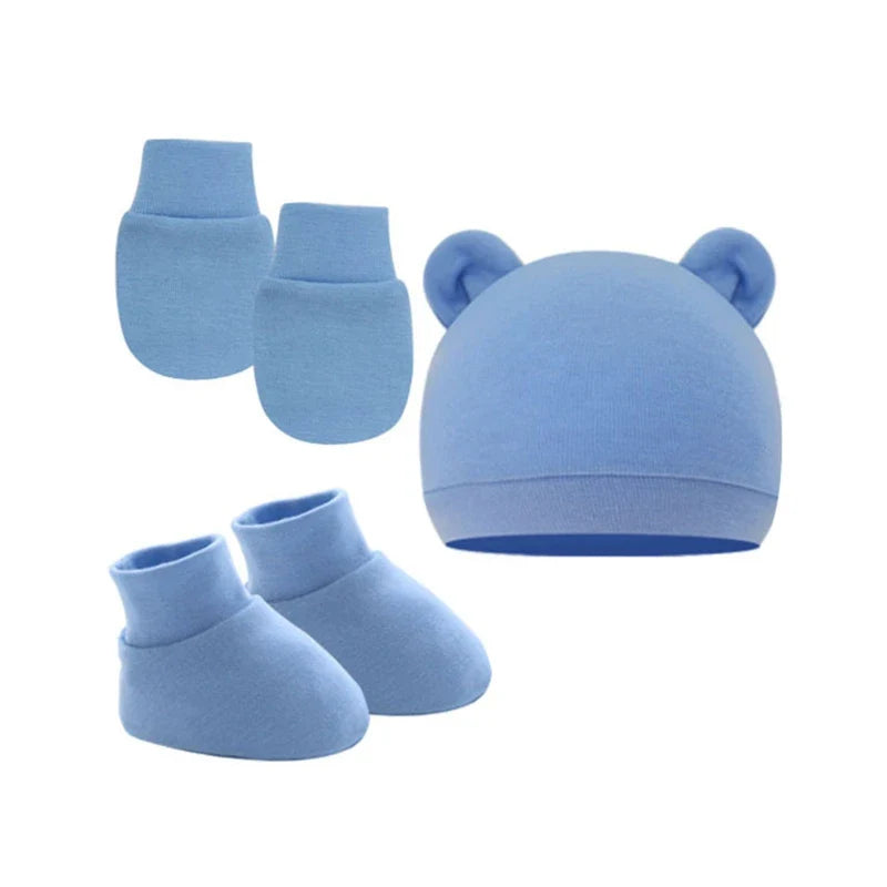 Newborn Hat Gloves Socks Set for Baby Boy Girl Cotton Fall Casual Photography Props Soft Headwear Infant Nightcap-Dollar Bargains Online Shopping Australia