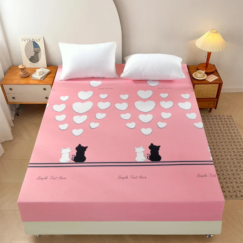 Cartoon Bear Bedding Fitted Sheet Only(no pillowcase) Elastic Band Around Mattress Cover King Size Bed Cover