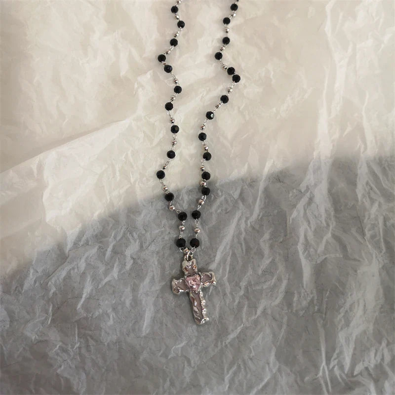 Star Cross Bowknot Pendant Necklace For Women Egirls y2k Cool Neck Jewelry Clavicle Chain Original Korean Fashion Party Gift-Dollar Bargains Online Shopping Australia