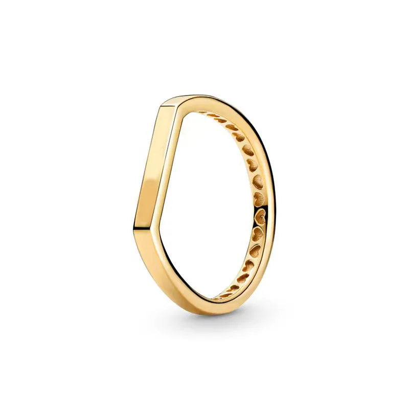 Gold Plated Silver Ring Zircon Sparkling Double Band Heart Finger Ring Women Ring Fine Jewelry