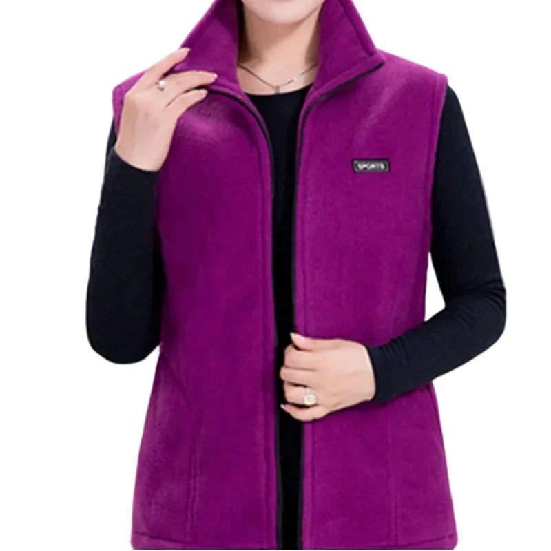 Plus Size Autumn Women Polar Fleece Fabric Vest Large Sleeveless Jacket Fashion Zipper Women's Leisure gilet-Dollar Bargains Online Shopping Australia