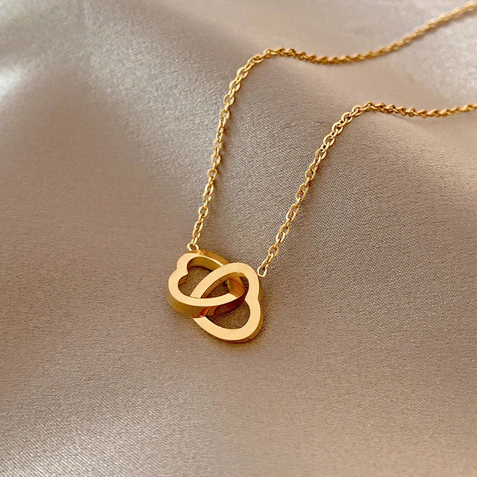 Gold Color Stainless Steel Necklace For Women Jewelry Limited Pearl Beads Heart Pendant Necklace Birthday Gift-Dollar Bargains Online Shopping Australia