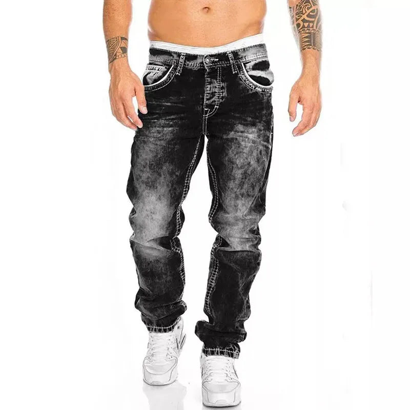 Mens Jeans Brands Straight Stretch Slim Jean Casual Pants Denim Trousers Baggy Jeans Black Blue-Dollar Bargains Online Shopping Australia