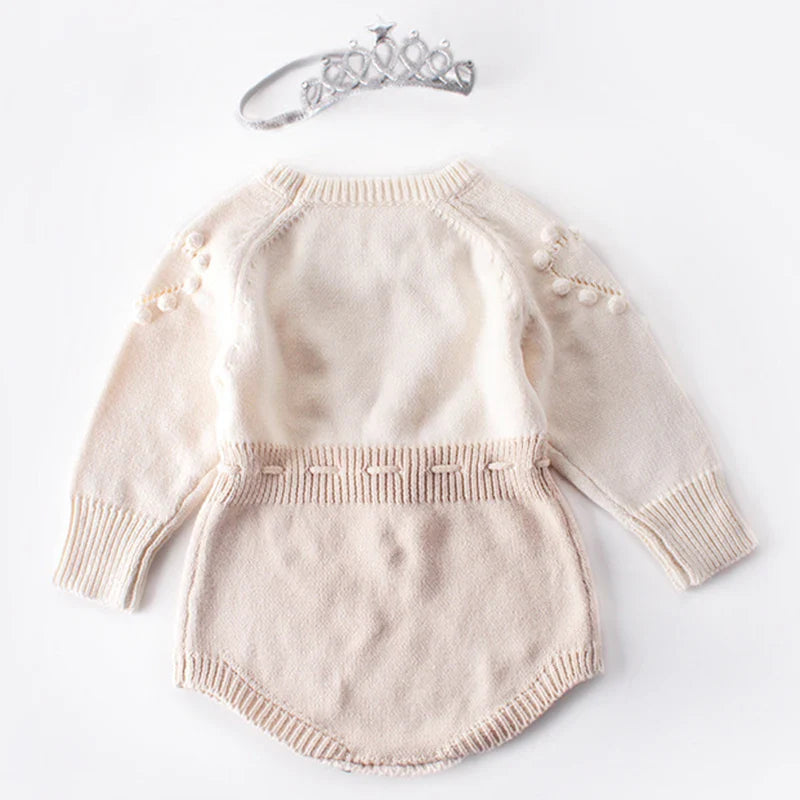 Heart Jumpsuit Infant Baby Girl Knitted Clothes Love Romper Bodysuit Outfit Autumn Cotton Knitted Sweater Bodysuit-Dollar Bargains Online Shopping Australia