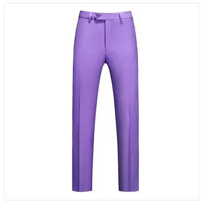 Solid Colour Formal Suit Pants Men Wedding Office Social Slim Fit Trousers