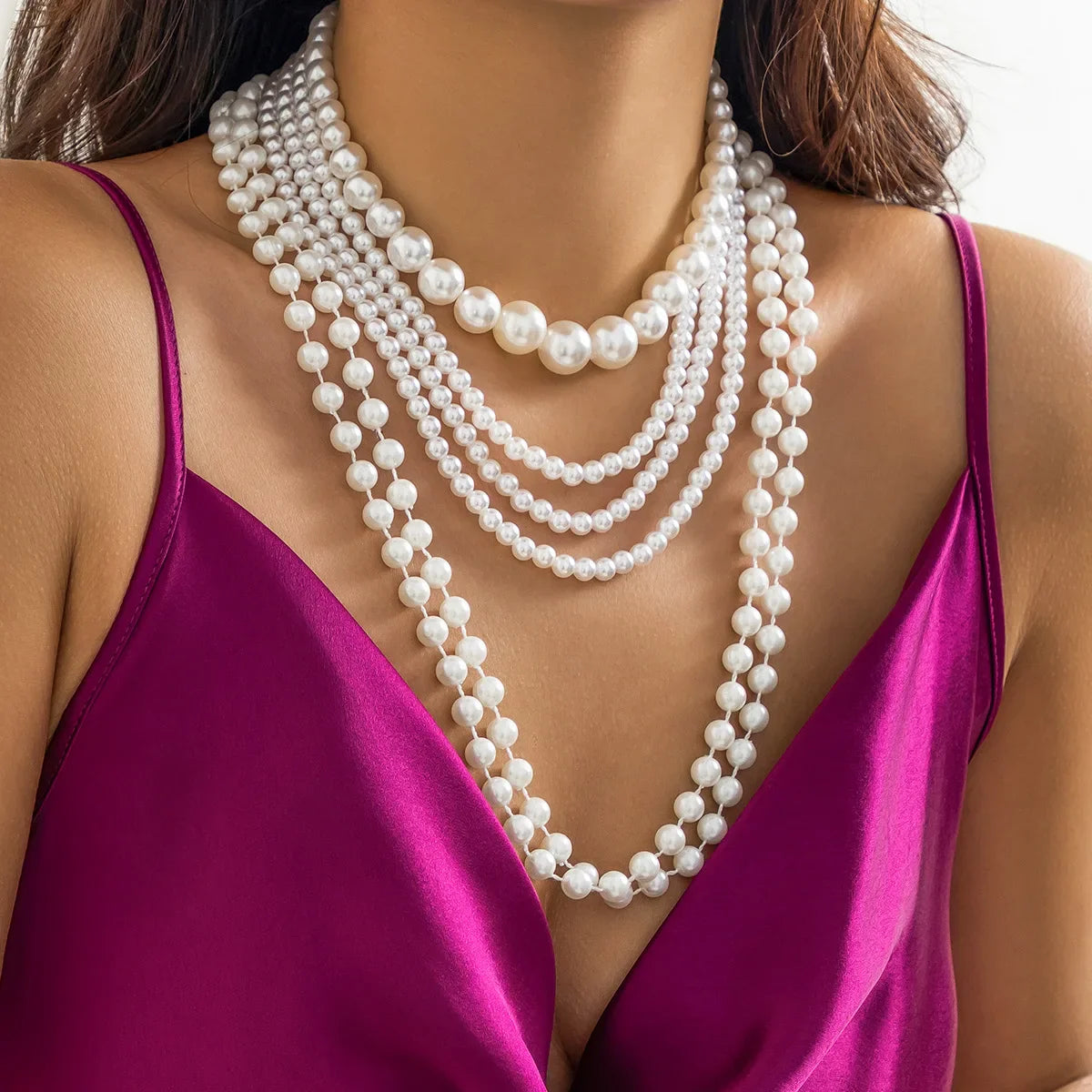 Pearl Multi-layered Women's Necklace Exaggerated Fashion High Street Club Party Banquet Necklace For Women Jewelry-Dollar Bargains Online Shopping Australia