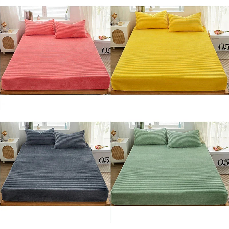 Coral Velvet Bedsheet  Bedspread  Milk Velvet Mattress Protective Cover  Winter Plush Insulation Bedspread