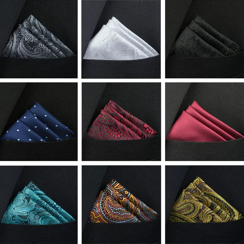 Pocket Square Handkerchief Accessories Paisley Solid Colors Vintage Business Suit Hanky  Breast Scarf 25*25cm