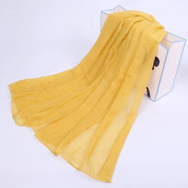 Women Cotton Linen Scarf Shawl Hijab Muslim Long Headscarf Scarves Head Wraps Solid Scarves Female Plain Head Scarf 180*55cm