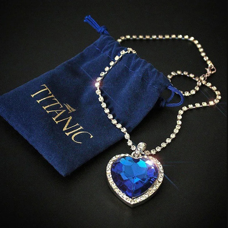 4Pcs/set Titanic Heart of Ocean Necklaces for Women Love Heart Blue Crystal Zircon Jewelry Sets Female Wedding Party Jewelry-Dollar Bargains Online Shopping Australia