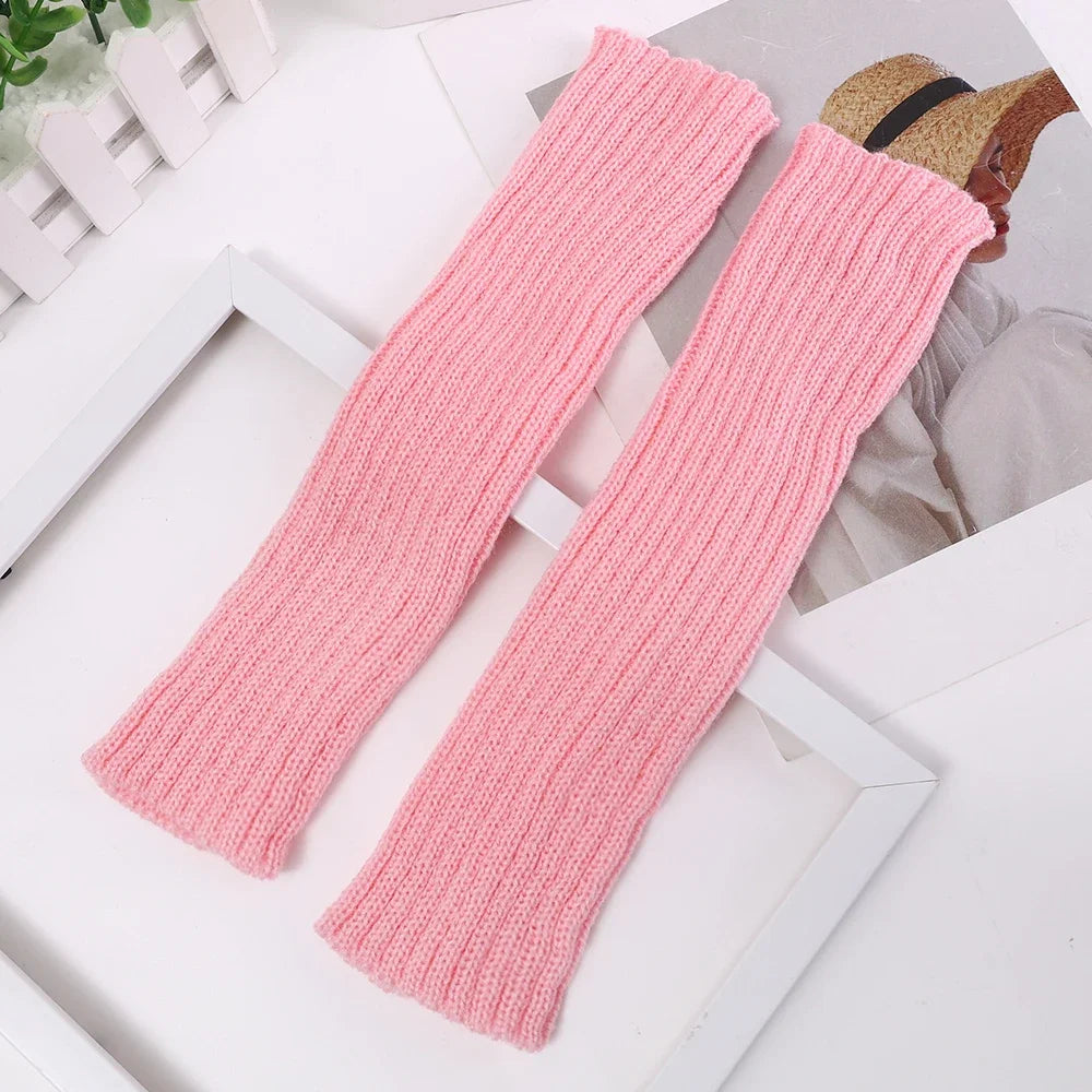 Knitted Long Fingerless Gloves Women Mitten Winter Y2K Solid Arm Warmer Sleeves Fashion Casual Soft Girls Clothes Punk Glove-Dollar Bargains Online Shopping Australia