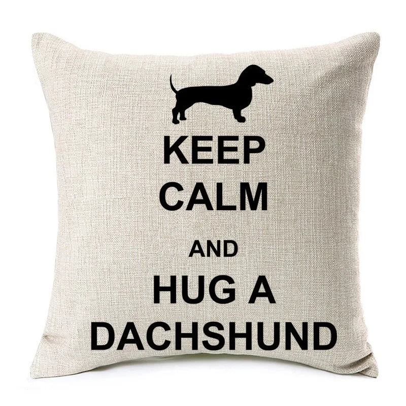 Dachshund Dog Cushion Covers Sausage Dog Painting Cotton Linen Decorative Pillow Covers Bedroom Sofa Home Decoration