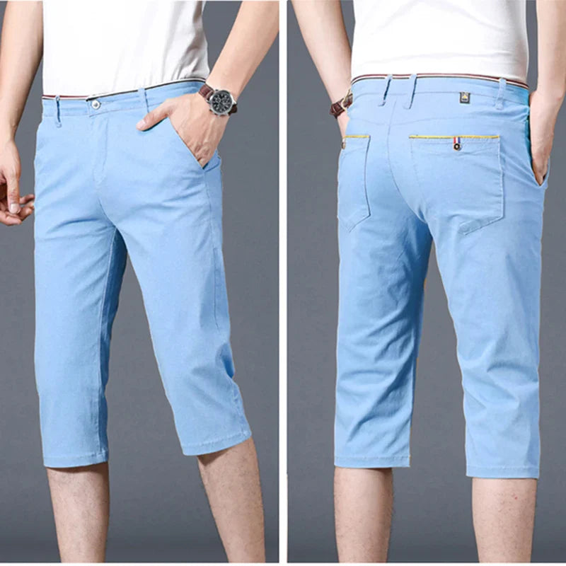 Men's Casual Capris Men's Trousers Loose Straight Capris Pants Shorts Western Pants