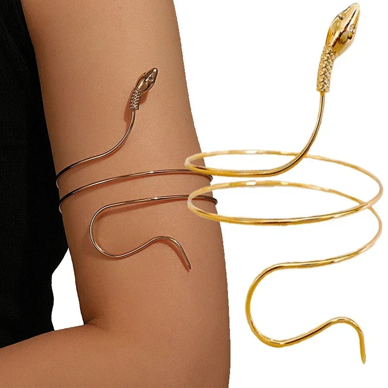 Punk Coiled Snake Spiral Upper Arm Cuff Armlet Armband Bangle Women Jewelry Egypt Swirl Snake Arm Cuff Armlet