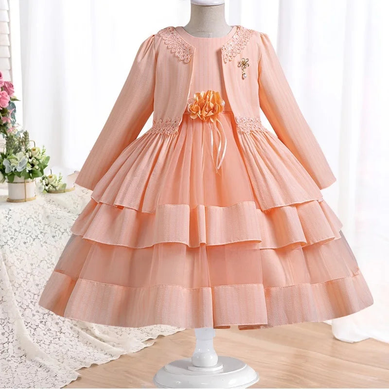Dress Long sleeved Birthday Party Elegant Evening Dress Performance Fluffy Girl Princess Dress-Dollar Bargains Online Shopping Australia