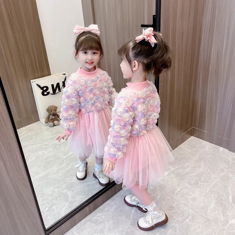 Baby Girls Dresses Birthday Party Floral Lace Princess Dress Children Casual Clothes Kids Clothing
