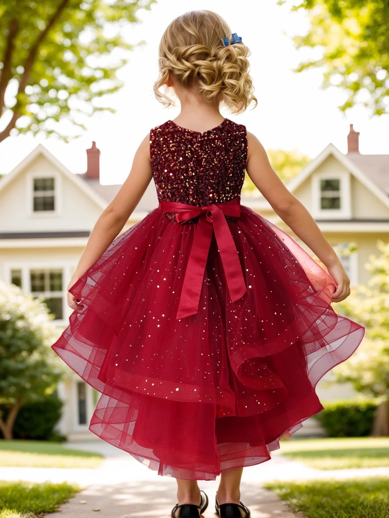 Flower Girls Princess Sequins Baby Wedding Christmas Party Trailing Dress Teenager Children Kids Elegant Vestidos for 3-15Years-Dollar Bargains Online Shopping Australia