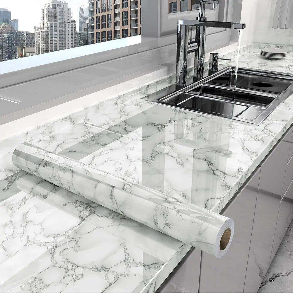 Waterproof Marble Wallpaper for Bathroom Wall Decor PVC Self Adhesive Oil Proof Removable Kitchen Countertop Stickers