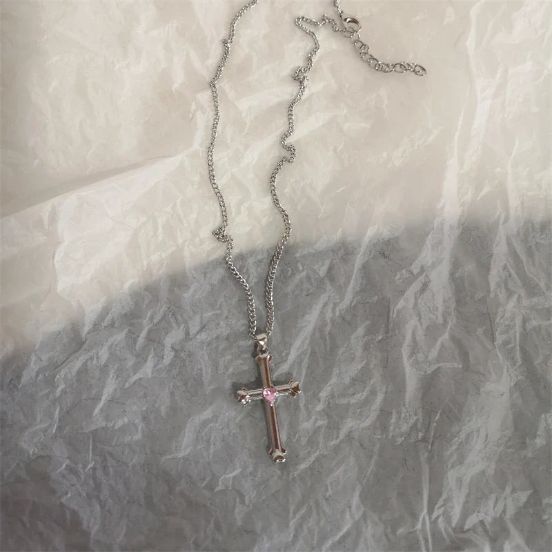 Star Cross Bowknot Pendant Necklace For Women Egirls y2k Cool Neck Jewelry Clavicle Chain Original Korean Fashion Party Gift-Dollar Bargains Online Shopping Australia