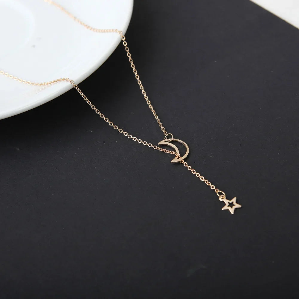Colorful Moon Star Lightning Pendant Necklaces For Women Girls Enamel Fashion Party Daily Jewelry Trendy Clavicle Chain Necklace-Dollar Bargains Online Shopping Australia