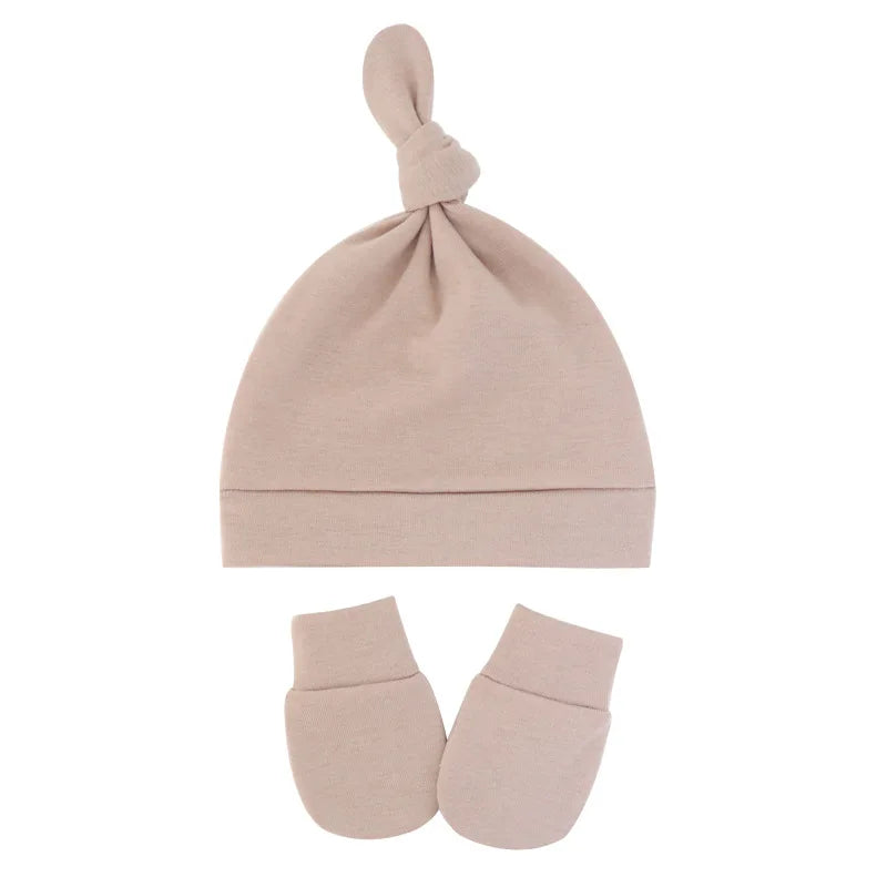 Newborn Baby Hat With Gloves Cotton Bonnet Baby Beanie For Girls Spring Soft Infant Cap Boy Toddler Accessories Gift-Dollar Bargains Online Shopping Australia