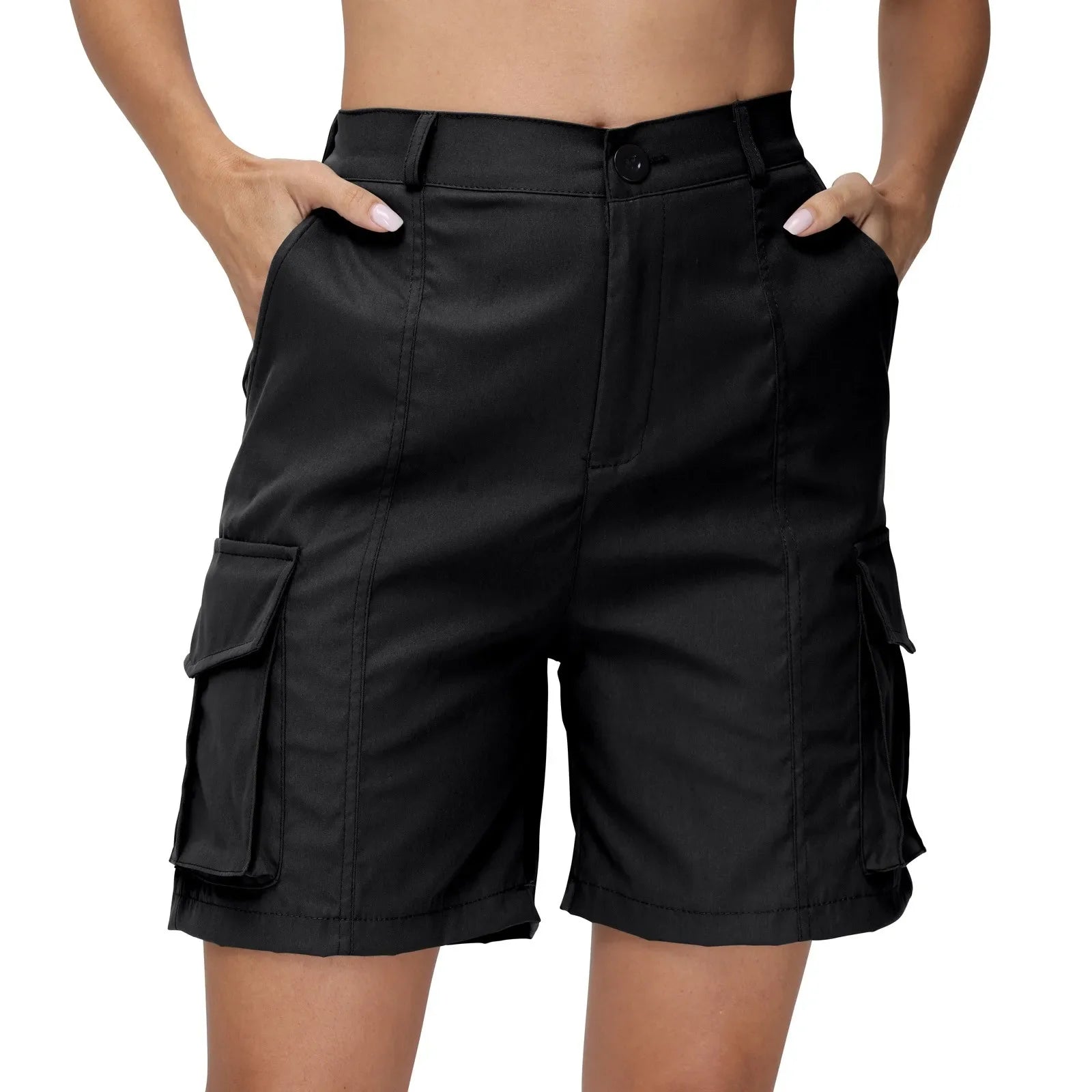 Women Summer Cargo Shorts Solid Casual Pockets Beach Short Pants Short Pants All Match Streetwear Bottoms-Dollar Bargains Online Shopping Australia