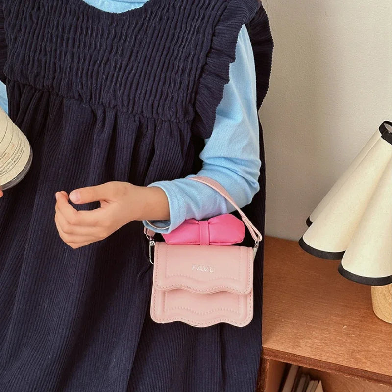 Sweet Bow Children's Small Square Shoulder Bags Lovely Women Girls Mini Crossbody Bag Cute Princess Coin Purse Chain Handbags