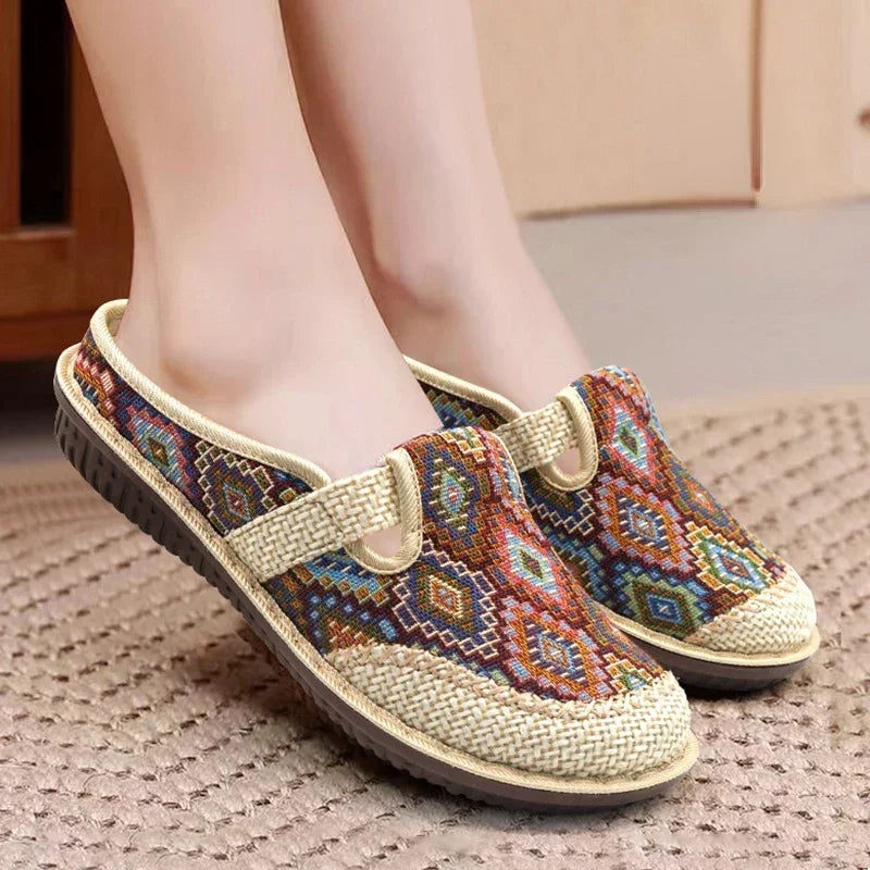 Fashion Women's Shoes Ethnic Style Embroidered Linen Breathable Outdoor Casual Slippers Shoes-Dollar Bargains Online Shopping Australia